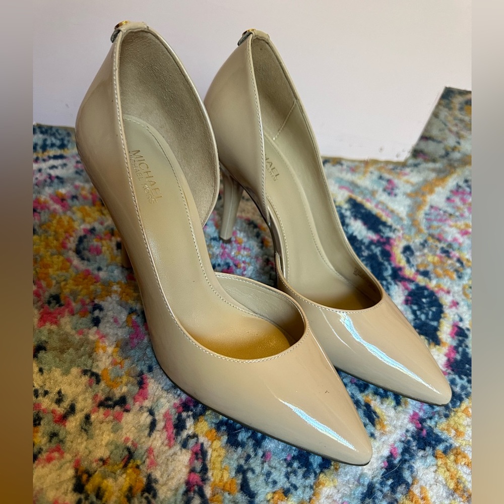 Michael Kors patent nude pumps